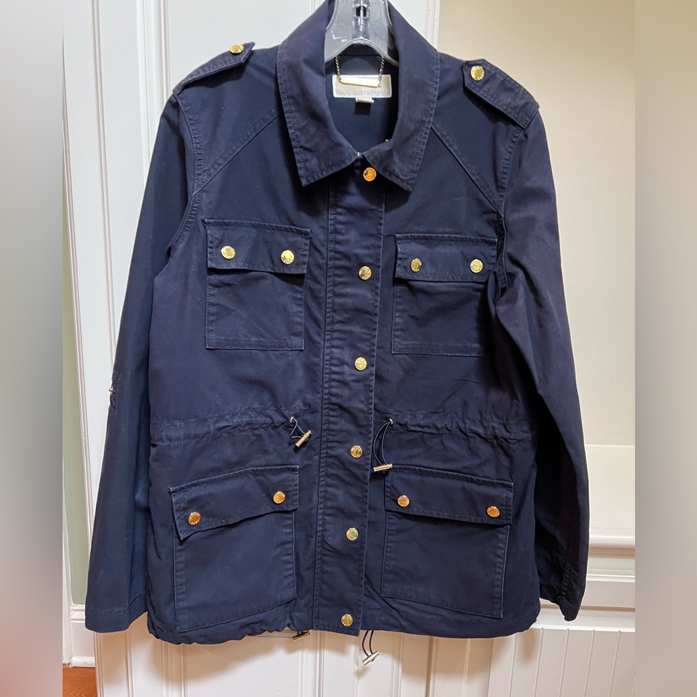 Michael Michael Kors Lightweight Zip/snap front  Utility Jacket Navy - Medium